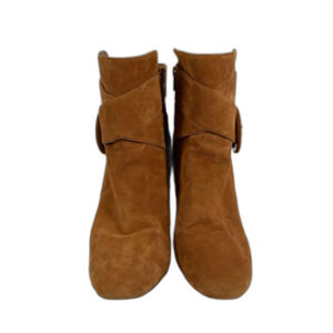 Naturalizer Rae Brown Leather & Suede Round Toe Side Zip Ankle Boots